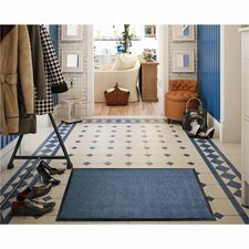 Floortex Doortex Advantagemat Blue Door Mat - 24" x 36" 36" Length x 24" Width x 0.250" Depth x 0.250" Thickness - Rectangular - Polypropylene, Vinyl - Blue - 1 Each - TAA Compliant