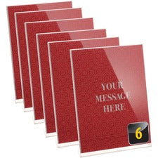 Officemate Slanted Vertical Sign Holder 8.5" Width x 11.1" Height x 3.4" Depth - 8.50" Holding Width x 11" Holding Height - Rectangular Shape - Self-standing, Easy Readability, Easy to Use, Durable - Plastic - Clear - 6 / Box