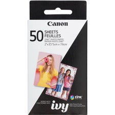Canon ZINK Photo Paper 2" x 3" - Glossy - Smudge-free, Water Resistant, Tear Resistant - White - 50 Sheets - 1 Each