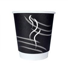 RDI 10 oz Double Wall Hot Paper Cups 10 fl oz - Black - Paper - Hot Drink, Beverage, Coffee, Hot Chocolate, Tea - 600 / Carton