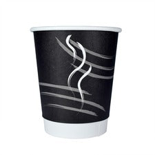 RDI 9 oz Double Wall Hot Paper Cups 9 fl oz - Black - Paper - Hot Drink, Beverage, Coffee, Hot Chocolate, Tea - 900 / Carton