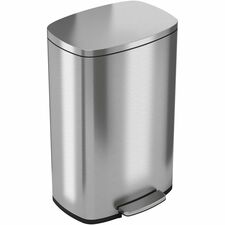 HLS Commercial Stainless Steel Soft Step Trash Can 13 gal Capacity - Fire Resistant - Smooth, Foot Pedal, Fingerprint Resistant, Smudge Resistant, Lid Locked, Removable Inner Bin, Non-skid, Rubber Feet, Handle, Durable - 25.5" Height x 16.7" Width - Stain