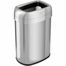 HLS Commercial Stainless Steel Open Top Trash Can 13 gal Capacity - Elliptical - Manual - Heavy Duty, Fingerprint Resistant, Bacteria Resistant, Vented, Handle, Easy to Clean - 24.3" Height x 11.5" Width - Stainless Steel, ABS Plastic - Gray - 1 Each
