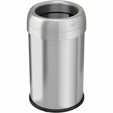 HLS Commercial Stainless Steel Open Top Trash Can 13 gal Capacity - Round - Manual - Heavy Duty, Fingerprint Resistant, Bacteria Resistant, Vented, Handle, Easy to Clean - 24.5" Height x 14.3" Width - Stainless Steel, ABS Plastic - Gray - 1 Each