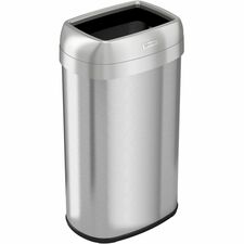 HLS Commercial Stainless Steel Open Top Trash Can 16 gal Capacity - Elliptical - Manual - Heavy Duty, Fingerprint Resistant, Bacteria Resistant, Vented, Handle, Easy to Clean - 28.5" Height x 11.5" Width - Stainless Steel, ABS Plastic - Gray - 1 Each