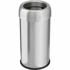 HLS Commercial Stainless Steel Open Top Trash Can 16 gal Capacity - Round - Manual - Heavy Duty, Fingerprint Resistant, Bacteria Resistant, Vented, Handle, Easy to Clean - 28.3" Height x 14.3" Width - Stainless Steel, ABS Plastic - Gray - 1 Each