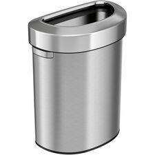 HLS Commercial Semi-Round Open Top Trash Can 18 gal Capacity - Half-round - Fingerprint Proof, Smudge Resistant, Durable, Handle - 26" Height x 12.4" Width x 19.8" Depth - Stainless Steel - Silver - 1 Each