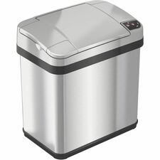 HLS Commercial Stainless Steel Sensor Trash Can 2.50 gal Capacity - Rectangular - Touchless - Sensor, Fingerprint Resistant - 11.7" Height x 10.3" Width - Stainless Steel, ABS Plastic - Gray - 1 Each