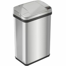 HLS Commercial Stainless Steel Sensor Trash Can 4 gal Capacity - Rectangular - Touchless - Sensor, Fingerprint Resistant - 17.9" Height x 10.3" Width - Stainless Steel, ABS Plastic - Gray - 1 Each