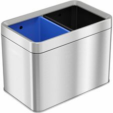 HLS Commercial Stainless Steel Bin Receptacle Multi-compartment - 5 gal Capacity - Rectangular - Manual - Fingerprint Resistant, Smudge Resistant, Durable, Easy to Clean, Handle - 12" Height x 10.3" Width - Stainless Steel, ABS Plastic - Gray - 1 Each