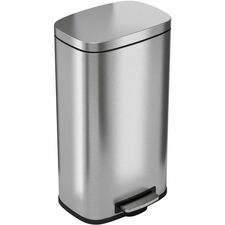 HLS Commercial Stainless Steel Soft Step Trash Can 8 gal Capacity - Fire Resistant - Smooth, Pedal Control, Fingerprint Resistant, Smudge Resistant, Lid Locked, Rubber Feet, Handle, Non-skid, Removable Inner Bin - 24.8" Height x 13.5" Width - Stainless St