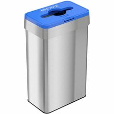 HLS Commercial Rectangular Open Top Recycle Bin/Lid Push Button Opening - 21 gal Capacity - Rectangular - Smudge Resistant, Fingerprint Proof, Easy to Clean, Recyclable - 34" Height x 10.3" Width x 16" Depth - Stainless Steel - Silver - 1 Each
