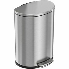 HLS Commercial 13-gallon Soft Step Trash Can 13 gal Capacity - Half-round - Smooth, Foot Pedal, Fingerprint Proof, Removable Inner Bin, Durable - 26.4" Height x 19.8" Width - Stainless Steel, Plastic - Gray - 1 Each