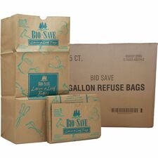 Bio Save Bio-Save 30-gallon Lawn & Leaf Bags 30 gal Capacity - 12" Length x 16" Width - Brown - Kraft - Waste Disposal - Recycled - 50 / Carton