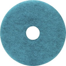 Genuine Joe Burnish Floor Pad Round - 17" Diameter - Floor - 1200 rpm to 3000 rpm Speed Supported - Resin, Fiber - Blue - 5 / Carton