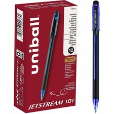 uniball™ Jetstream 101 Ballpoint Pen 1 mm Medium Pen Point - Blue Ink - Gel-based - Black, Blue Barrel - 1 Each