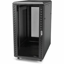 StarTech.com RK3236BKF Rack Cabinet For Networking, A/V Equipment, Server - 32U Rack Height x 19" Rack Width x 39" Rack Depth - Floor Standing Enclosed Cabinet - 4 Post - Black - Steel, Glass, Steel Mesh, Aluminum - 352.74 lb Dynamic/Rolling Weight Capaci