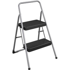 Cosco 2-Step Household Folding Step Stool 2 Step - 200 lb Load Capacity - 17.3" Width x 18" Depth x 28.2" Height - Gray