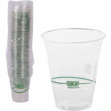 Eco-Products 12 oz GreenStripe Cold Cups 12 fl oz - Clear, Green - Polylactic Acid (PLA) - Cold Drink - 50 / Pack