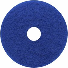 Genuine Joe Floor Cleaner Pad Round - 16" Diameter - Scrubbing, Cleaning - 350 rpm to 800 rpm Speed Supported - Resilient, Flexible - Blue - 5 / Carton