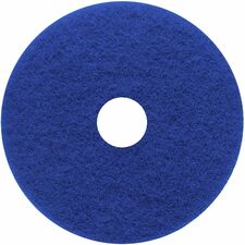 Genuine Joe Floor Cleaner Pad Round - 17" Diameter - Cleaning, Scrubbing - 350 rpm to 800 rpm Speed Supported - Resilient, Flexible - Blue - 5 / Carton