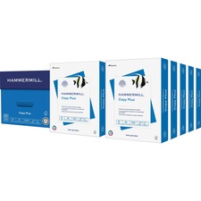 Hammermill Copy Plus Paper - White 92 Brightness - Letter - 8 1/2" x 11" - 20 lb Basis Weight - Acid-free, Quick Drying - White - 500 Sheets per Ream - 10 / Carton