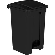 Safco Plastic Step-on Waste Receptacle 12 gal Capacity - Foot Pedal, Lightweight - 23.8" Height x 15.8" Width x 16" Depth - Plastic - Black - 1 / Carton