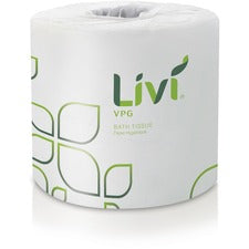 Livi VPG Bath Tissue 2 Ply - 400 Sheets/Roll - Leaf Emboss Pattern - White - Fiber - 96 Rolls Per CartonCarton - 96 / Carton