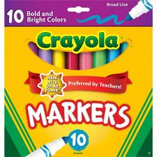 Crayola Bright/Bold Broad Line Markers Broad Conical Marker Point - Multicolor Ink - 10 / Pack