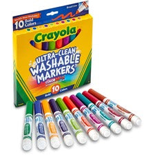 Crayola Bold Colors Washable Markers Broad Conical Marker Point - Washable - Plum, Golden Yellow, Primrose, Azure, Copper, Emerald, Teal, Raspberry, Kiwi, Pumpkin Ink - 10 / Pack