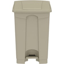 Safco Plastic Step-on Waste Receptacle 12 gal Capacity - Foot Pedal, Lightweight, Easy to Clean - 23.8" Height x 15.8" Width x 16" Depth - Plastic - Tan - 1 / Carton
