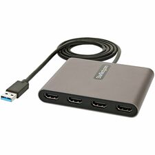 StarTech.com USB-A to HDMI Adapter 1 x 9-pin Type A USB 3.0 USB Male - 4 x HDMI Digital Audio/Video Female - 1920 x 1080 Supported - Space Gray - 1 Each - TAA Compliant