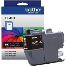 Brother LC401BKS Original Standard Yield Inkjet Ink Cartridge - Single Pack - Black - 1 Each 200 Pages