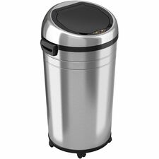 HLS Commercial XL Round Stainless Sensor Trash Can 23 gal Capacity - Round - 11.60" Opening Diameter - Touchless - Sensor, Bacteria Resistant, Caster, Mobility, Smudge Resistant, Easy to Clean, Vented - 32.6" Height x 17.5" Width x 19.3" Depth - Stainless