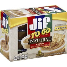 Jif To Go Natural Peanut Butter Cups - Creamy Peanut Butter - 1.50 oz - 8 / Pack