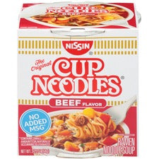 NISSIN FOODS Top Ramen Beef Flavor Cup Noodles Noodles - Beef - 2.25 oz - 12 / Carton