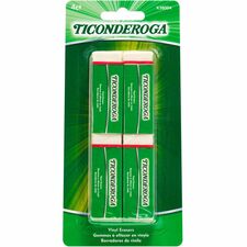 Ticonderoga White Erasers White - Block - Vinyl - 4 / Pack - Soft, Latex-free, Smudge-free, Residue-free, Non-tearing, Non-toxic, Easy Grip