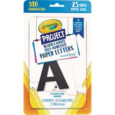 Crayola Self-adhesive Paper Letters Self-adhesive - 2.50" Height - Black/White - Paper - 310 / Pack