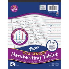 Pacon Multi-Sensory Ruled Handwriting Tablet Student - White - 1 Each