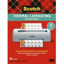 Scotch Laminating Pouch Sheet Size Supported: Letter - Laminating Pouch/Sheet Size: 8.90" Width x 11.40" Length - for Document, Artwork, Sign, Flyer, Schedule, Certificate, Home, Office, Classroom, Paper - Photo-safe, Tear Proof, Spill Resistant - Clear -