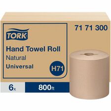 TORK Hand Towel Roll Natural H71 1 Ply - 7.80" Roll Diameter - 1 15/16" Core - Logo Embossed - Natural - Paper, Fiber - 6 / Carton