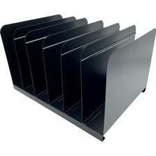 Huron 6-slot Vertical Book Rack 6 Compartment(s) - Vertical - 9" Height x 15" Width x 11" Depth - Durable - Black - Steel - 1 Each