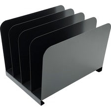 Huron Vertical Desk Organizer 4 Compartment(s) - Vertical - 7.75" Height x 11" Width x 11" Depth - Durable - Black - Steel - 1 Each