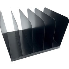 Huron Vertical Desk Organizer 5 Compartment(s) - Vertical - 7.75" Height x 11" Width x 12.50" Depth - Durable - Black - Steel - 1 Each