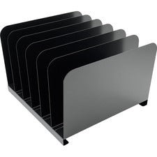 Huron Vertical Desk Organizer 6 Compartment(s) - Vertical - 8" Height x 11" Width x 12" Depth - Durable - Black - Steel - 1 Each
