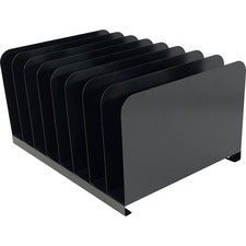 Huron Vertical Desk Organizer 8 Compartment(s) - Vertical - 7.75" Height x 11" Width x 15" Depth - Durable - Black - Steel - 1 Each