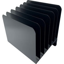 Huron Slanted Vertical Slots Desktop Organizer 8 Compartment(s) - Vertical - 10" Height x 9.75" Width x 11" Depth - Durable - Black - Steel - 1 Each