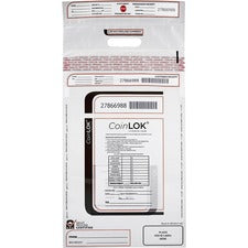 ControlTek CoinLOK Plastic Coin Bags 25" Length x 12" Width - Clear - Plastic - Coin - 50 / Pack