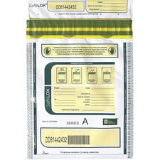 ControlTek SafeLOK Tamper-Evident Deposit Bags 12" Length x 9" Width - Seal Closure - White - Deposit, Cash, Note, Bill - 100 / Pack