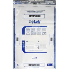 ControlTek TripLOK High-Performing Security Bags 28" Length x 20" Width - Seal Closure - Clear - Polyethylene - Cash, Bill, Deposit - 50 / Pack